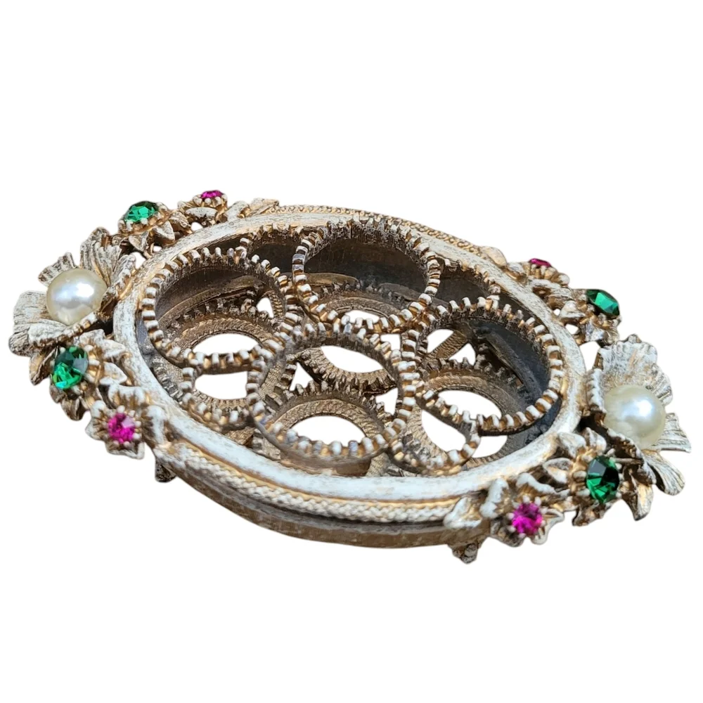 Vintage Florenza Gold/White Lipstick Holder